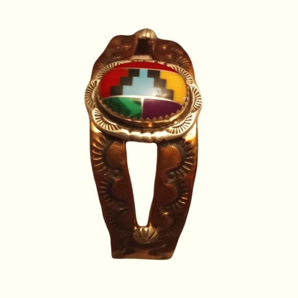Jewelry - SALE! Navajo Authentic  inlay stone sterling copper cuff